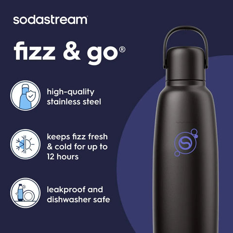 Sodastream Fizz & Go™ Insulated Stainless Steel Carbonating Bottle Black 30.4 oz